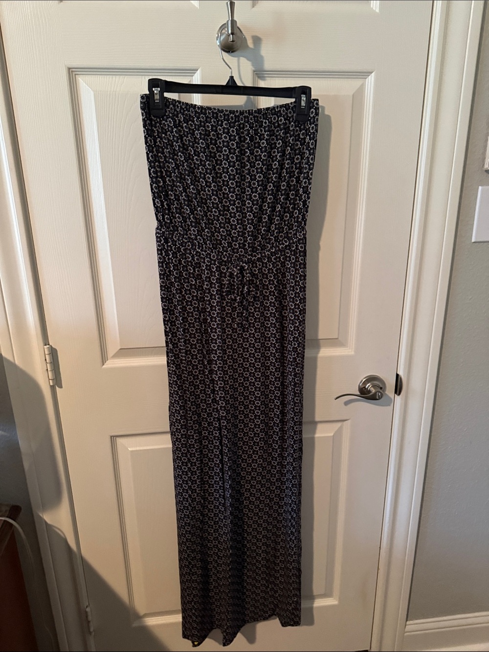 Old Navy Black Strapless Patterned Jumpsuit